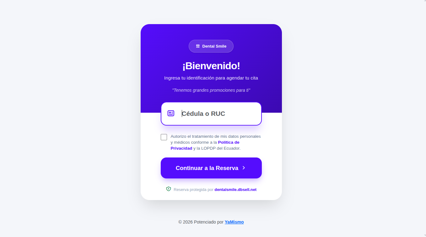 Interfaz de agendamiento online para pacientes